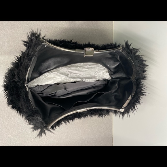 Balenciaga Black Faux Fur Mongolian Clutch - Picture 5 of 5